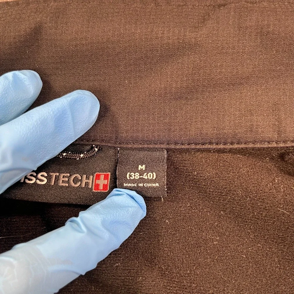Swiss‎ Tech Waterproof Jacket Mens Medium Black Softshell Mock Neck Full Zipper